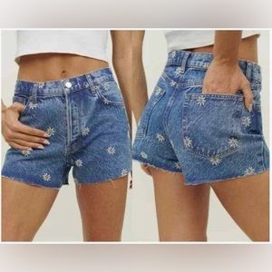 NWT Reformation Adorable Sunflower Embroidered Shorts